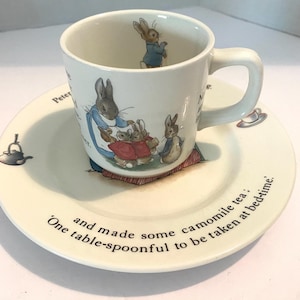 Wedgewood Cup and Plate Beatrix Potter Peter Rabbit Vintage Childs