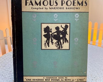 Vintage-Gedichtband mit berühmten Gedichten von Marjorie Burroughs, 1931, Hardcover, blau und schwarz