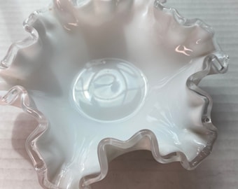 Fenton Vintage Silver crest ruffled candy dish