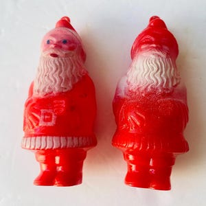 Santa vintage Christmas ornaments set 1950s hard plastic pair