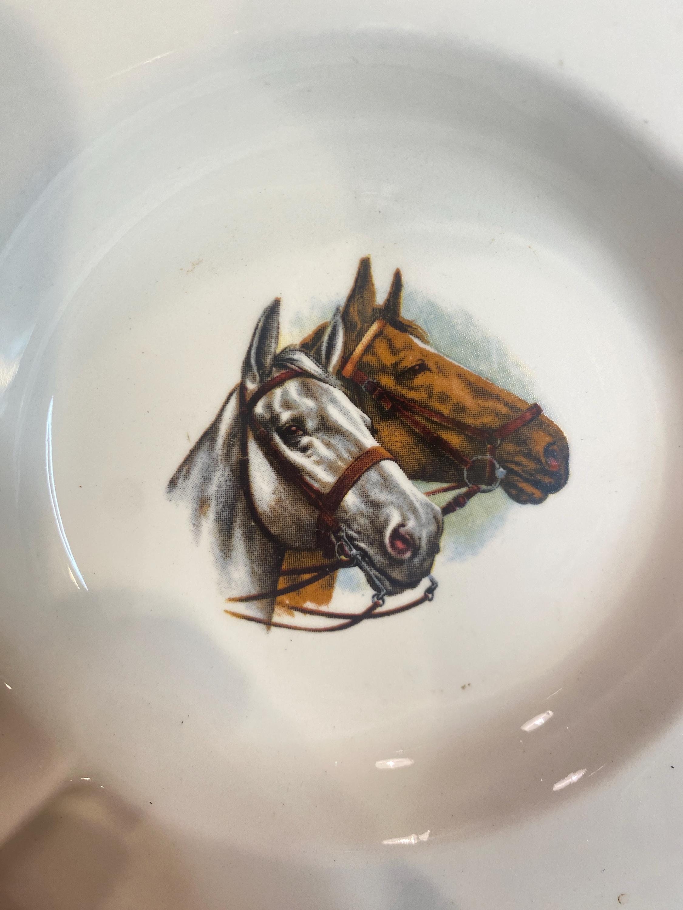 Equestrian Ash Tray MCM Horses Ralph Lauren Style Hyalyn ? - Etsy