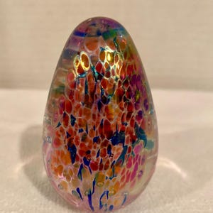Paperweight glass eye studio GES signed  egg shaped art glass beautiful