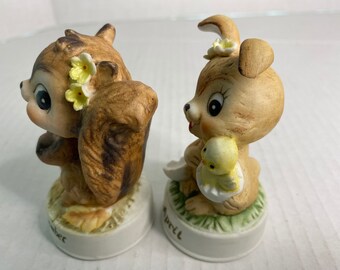Vintage Napco ceramic animals set/ April November birthdays/ Napco ware