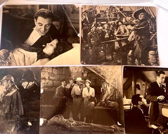 Vintage Movie Lobby Cards Set, 1930s-40s, Dracula, Casablanca, Sherlock Holmes