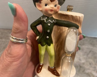 Vintage Enesco Pixie Elf Ceramic Egg Timer, 1960s Retro Kitchen Decor