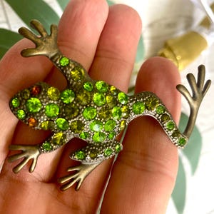 Vintage kikker groene strassteen bezaaid insectenbroche, broche, vintage sieraden