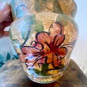 Vintage Italian Art pottery vase pot green beige blue pink signed made in Italy