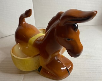 Vintage MCM Planter dresser caddy ceramic donkey mid century modern decor