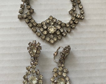 ensemble bracelet et boucles d'oreilles vintage en strass