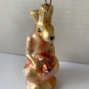 Vintage Christmas ornament kangaroo blown glass sparkle