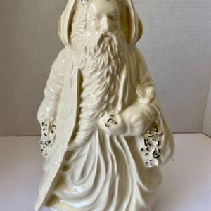 Santa ceramic Vintage ceramic cream with silver trim , off white Santa vintage Christmas