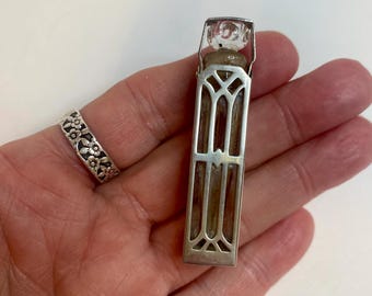 Art Deco antique sterling silver mini perfume bottle with Dobber