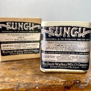 Vintage pharmacy medical Fungh Tinea original box and tin