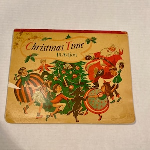Vintage pop up Santa book 1949  ephemera Christmas Time in Action