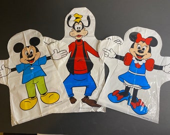 Marionetas de mano vintage de Disney, juego de tres, 1978, Mickey Mouse vintage