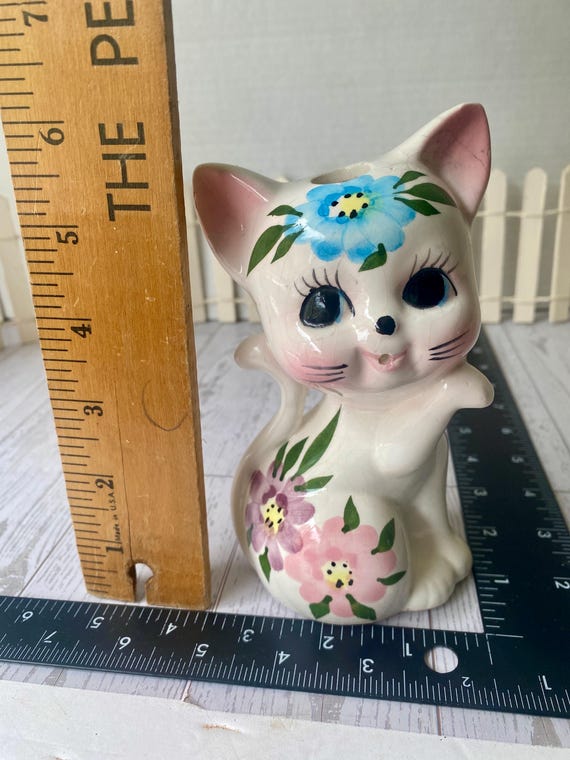 Vintage Cat String Holder Kitchy Ceramic Japan Kitty Wall Hanging