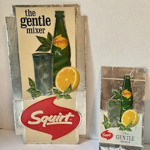 Vintage advertising Signs Squirt the gentle mixer 1966 2 piece set store advertising