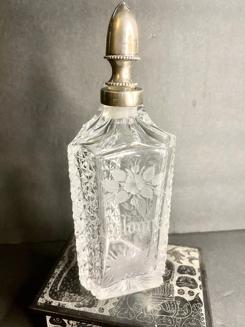 Vintage Perfume Bottle Cologne Decanter Sterling Silver Etsy