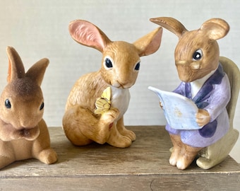 Vintage bunnies set of three Hallmark Hong Kong and Taiwan,spring decor