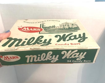 Caja de dulces vintage Vía Láctea, caja de dulces retro, caja de dulces de 1958, caja de dulces de los años 50