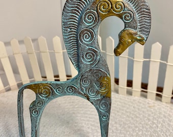 Vintage Greek horse MCM statue sculpture 6” Weinberg style verde patina