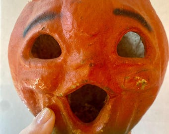Vintage Halloween papier-mâché choirboy jack-o’-lantern 1940-50