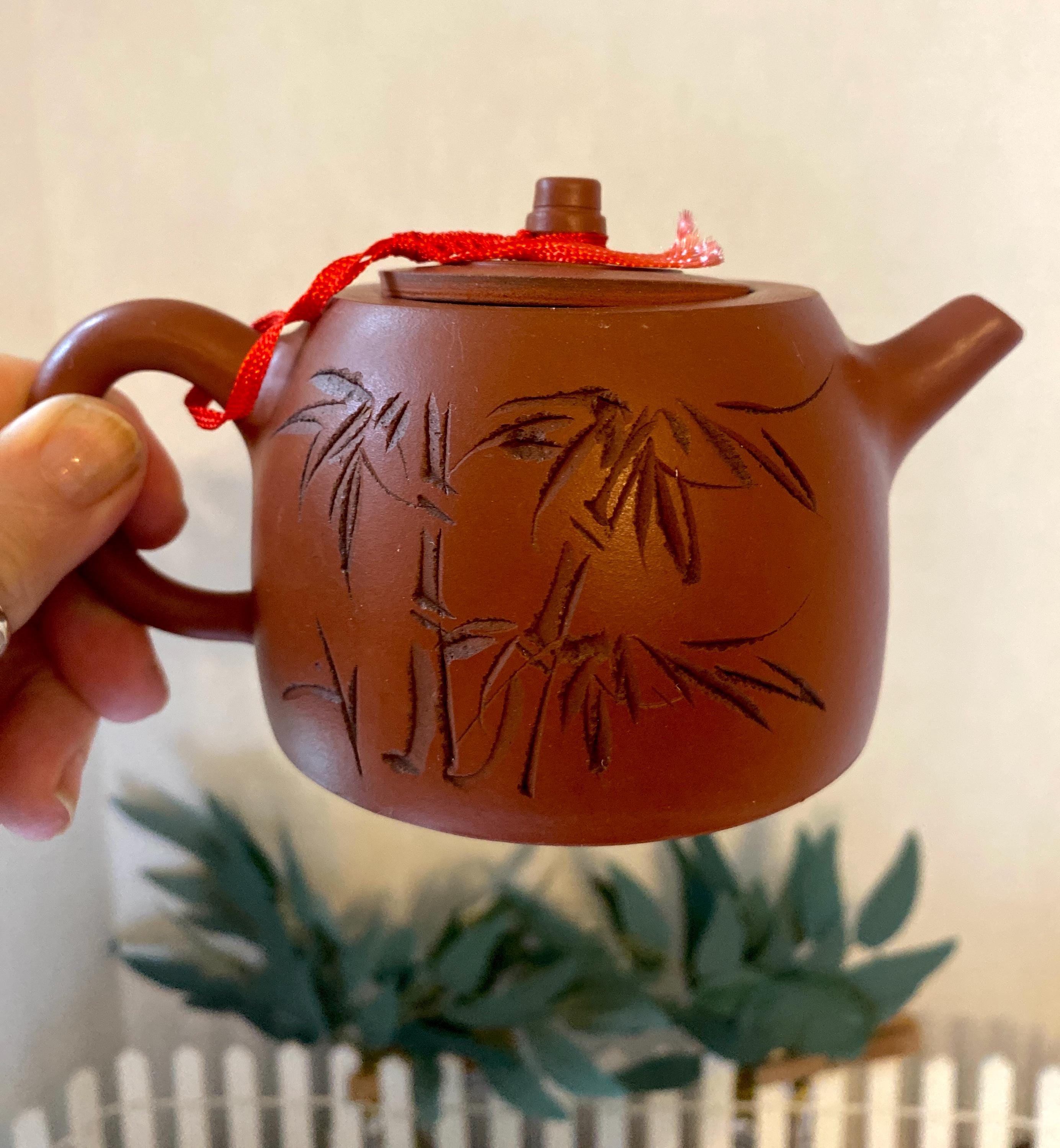 Chinese Vintage Teapot Zisha Clay Handmade Chinese Characters