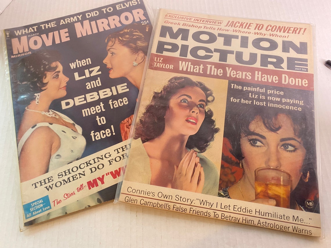 Vintage magazines gossip motion picture magazine Liz Taylor Etsy