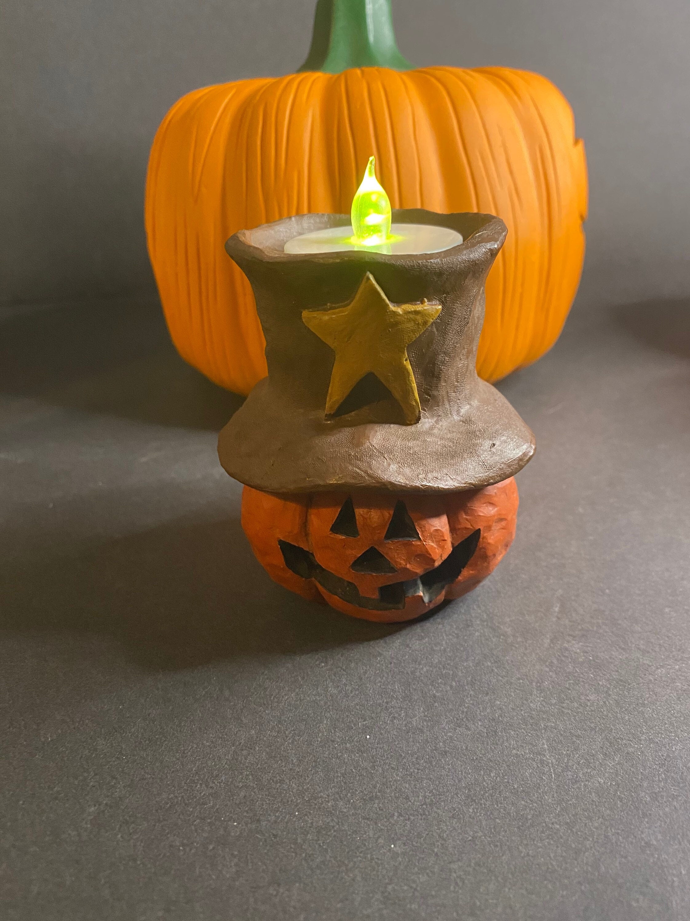 Halloween pumpkin jack o lantern candle holder Primitive Etsy