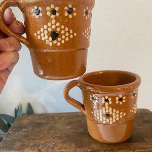 Hand painted clay mugs hand thrown pottery Mexican southwestern