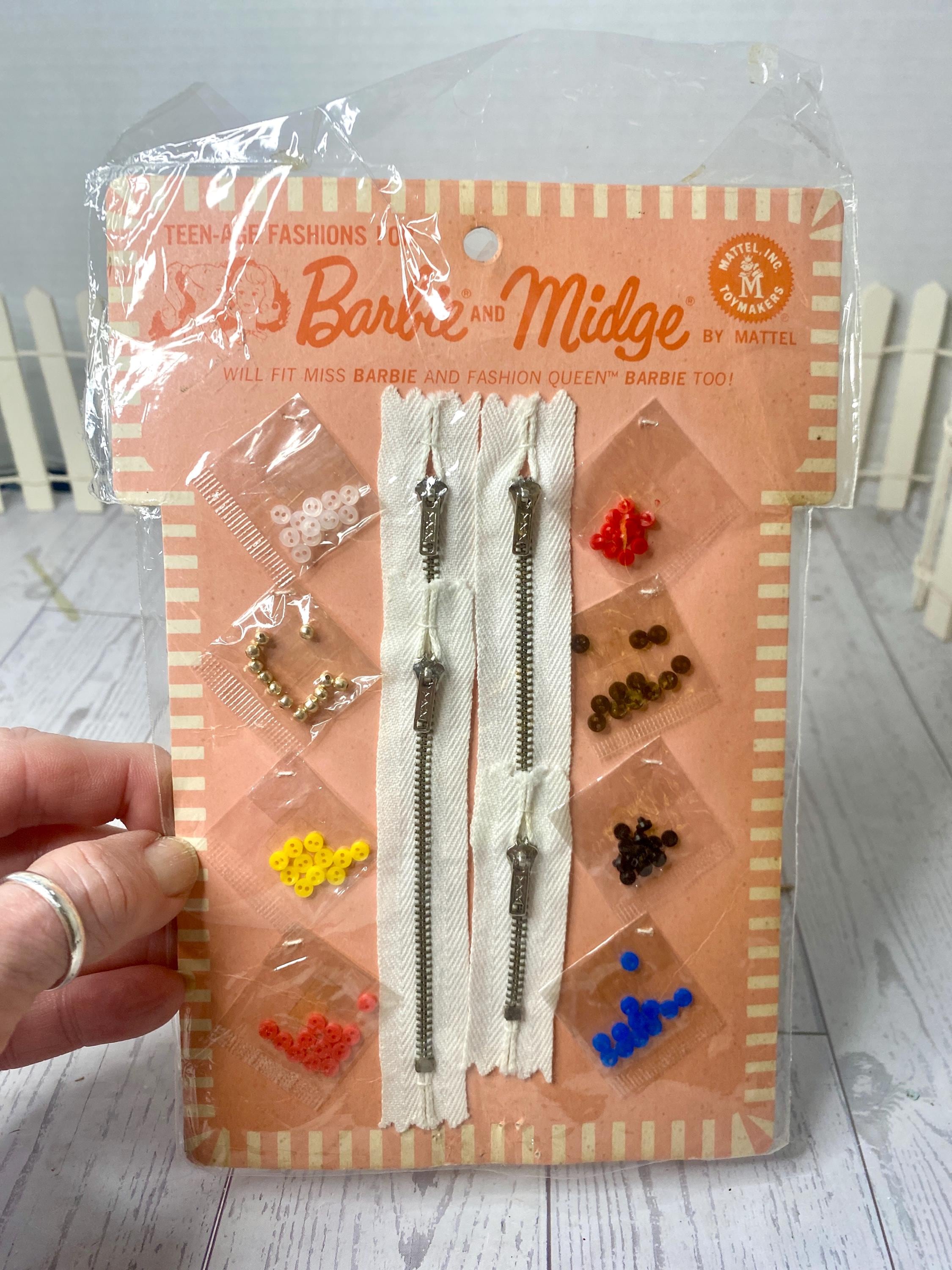 Vintage Barbie 1964 Zippers and Tiny Buttons NOS in Original