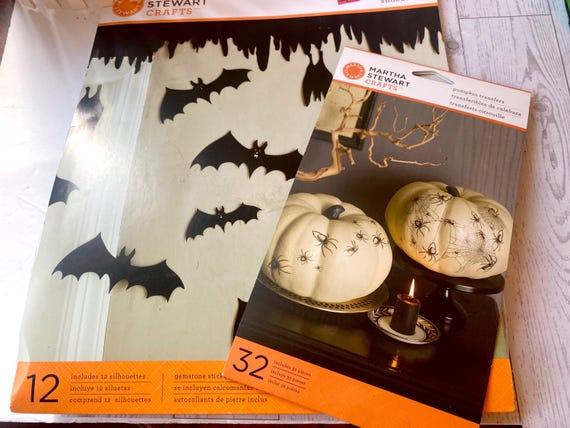 Halloween Martha Stewart NOS Stock 12 Bats and 32 Spider Pumpkin