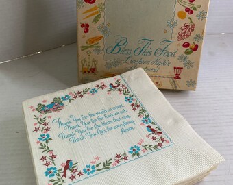 Vintage Luncheon Servietten Sortiment in Original Box 42 Servietten 1950er 1960er Jahre