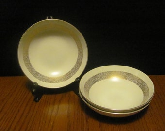 Three Mikasa "Silhouette" Soup Bowls Gold Speckled Rims