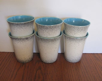 Mid Century Atomic Splatter Tumblers Black White Aqua Inside