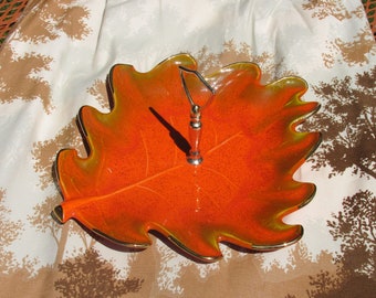 California USA Orange Gold Oak Leaf Server Tidbit Tray