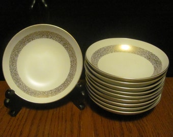 Ten Mikasa "Silhouette" Dessert Fruit Bowls Gold Rims