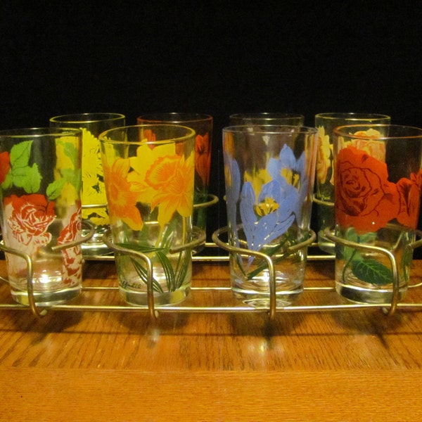 RESERVED for Jon 8 Swanky Swigs Boscul Peanut Butter Glasses Spring Flowers