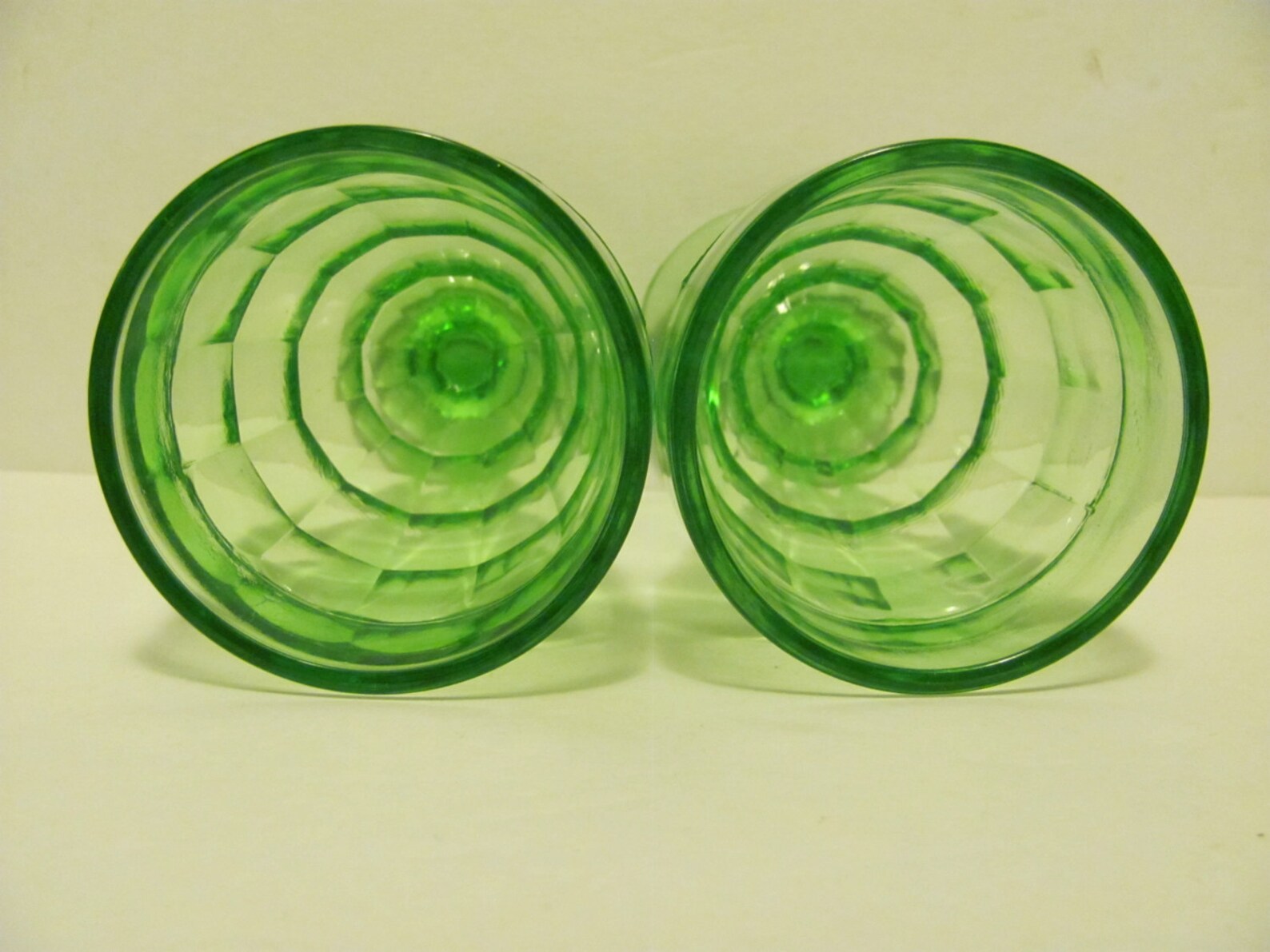 Block Optic Green Depression Glass Water Goblets Vaseline Etsy