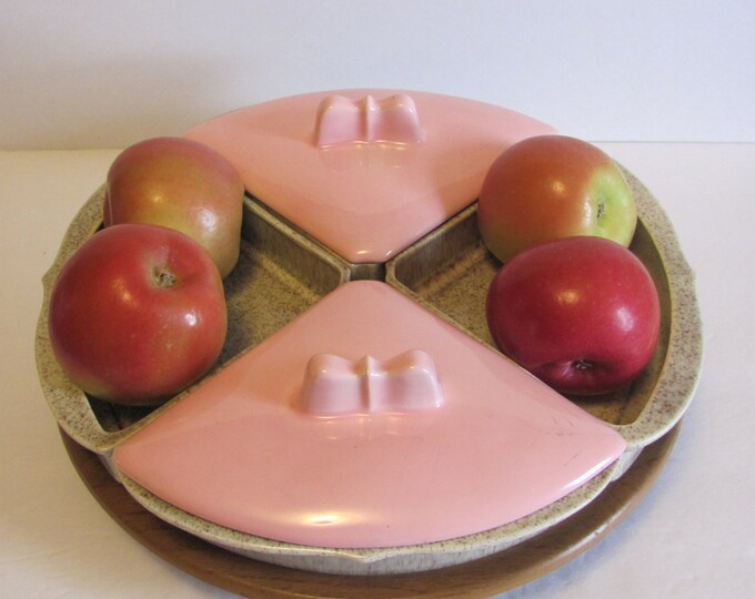 Far West California Pink Beige Lazy Susan Vegetable Tray Etsy