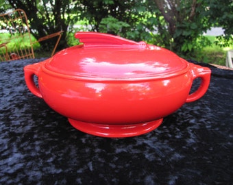 Vintage Hall Chinese Red Sundial Casserole Dish Art Deco