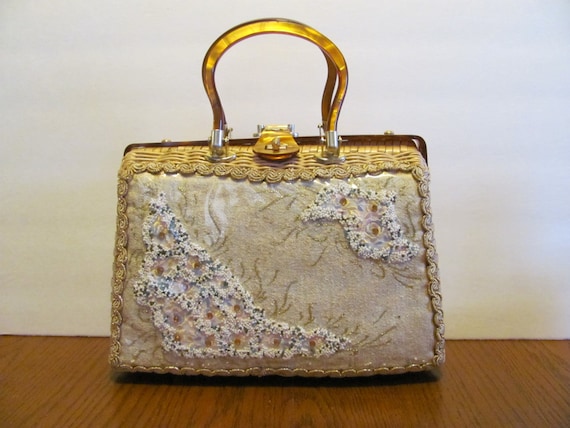 Wicker Easter Basket Purse Embroidered Beaded Luci