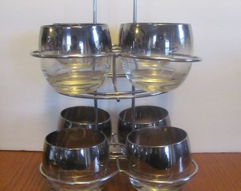 Set of 8 Silver Ombre Roly Poly Glasses Tiered Carrier