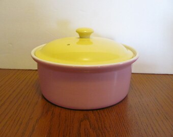 Vintage Hall Pink Yellow Covered Casserole Pastels