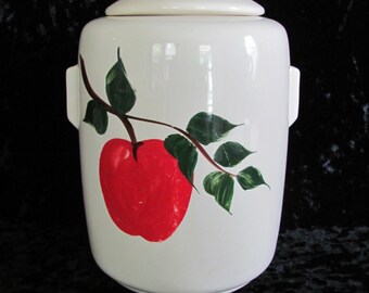 Art Deco Shaped Mc Coy Cookie Jar Hand Painted Apple Design