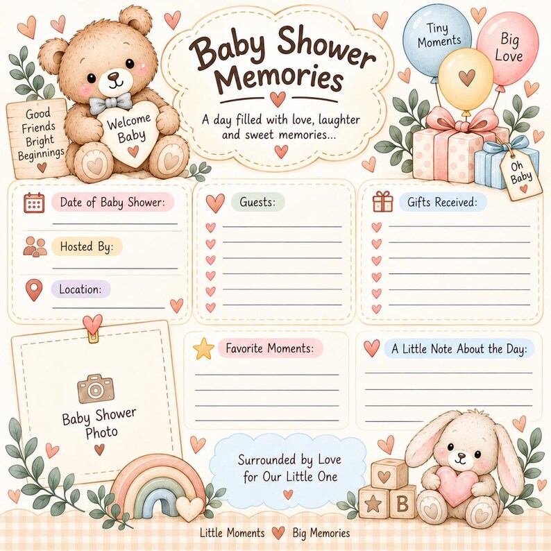 Baby Memory Book Printable | First Year Milestone Journal (PDF Download) - Etsy UK