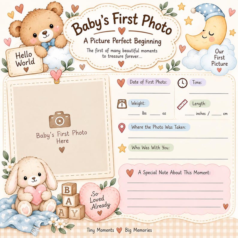 Baby Memory Book Printable | First Year Milestone Journal (PDF Download) - Etsy UK