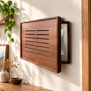 Walnut Wood Router Cover Decorative Electrical Panel Cover Modern WiFi Hider Box Wall Mounted Cable Management Breaker Cover