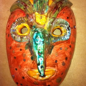 Mardi Gras Vogelmann Porzellan Raku Maske