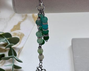 Lucky Tide Keychain | Blue & Green Beaded Bag Charm | Handmade Clover Keyring Gift